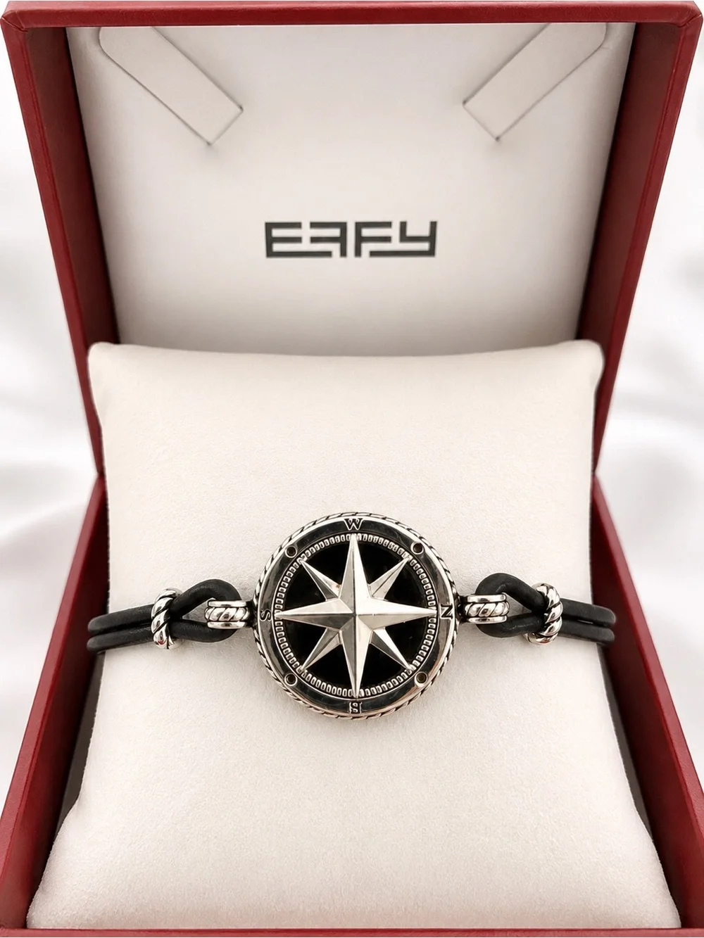Effy 925 sterling silver Onyex  leather  8